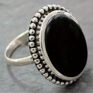 Boho ring black stone
